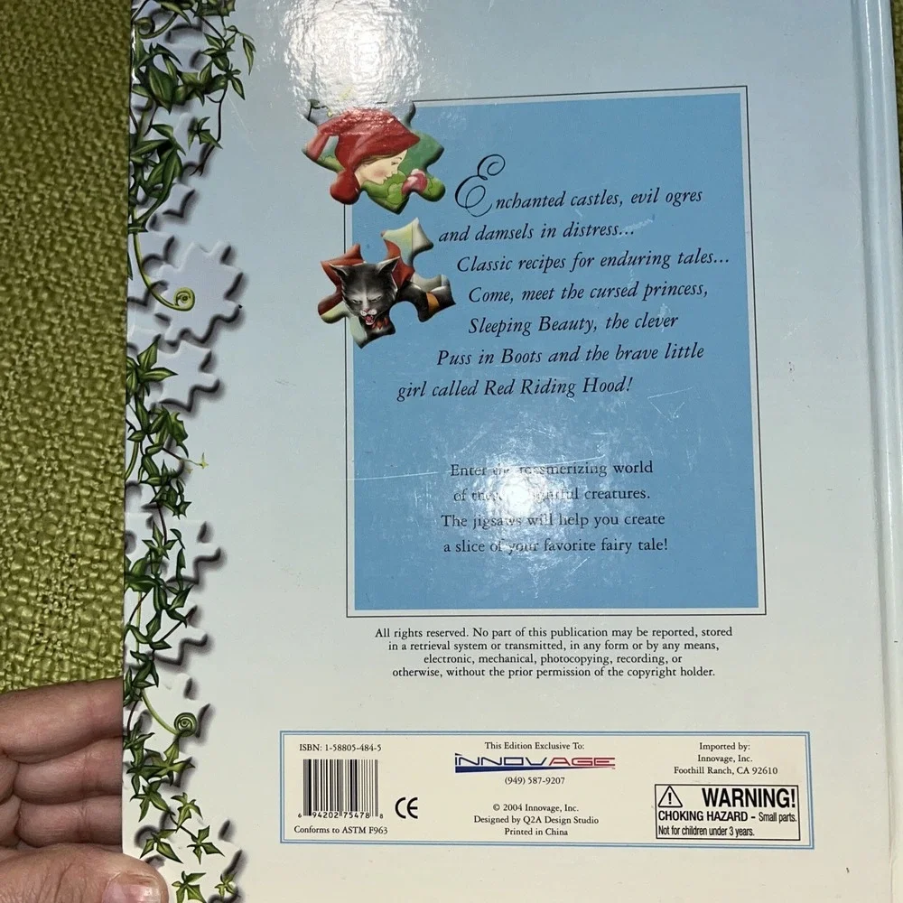 Fairy Tale Jigsaw Book Sleeping Beauty, Puss in Boots, Red Riding Hood, 6 Puzzle